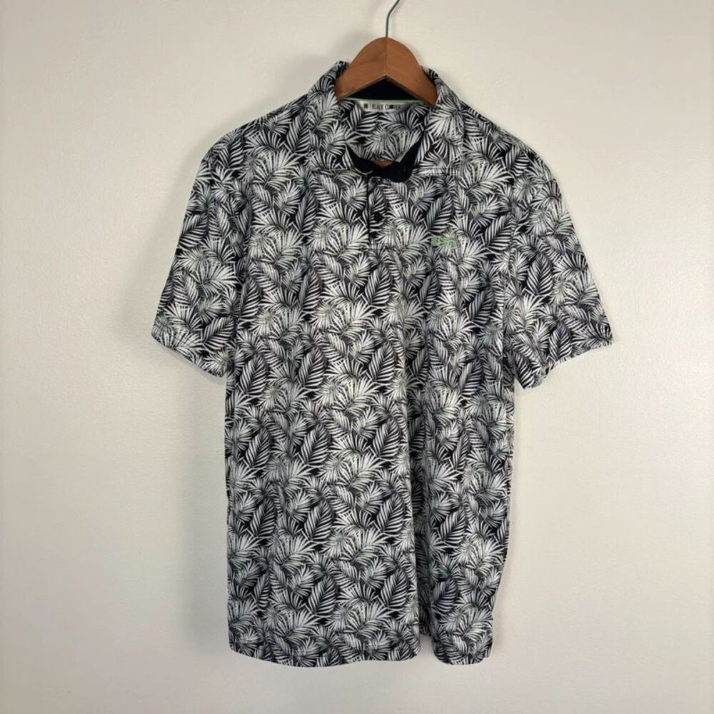 Black Clover Golf Polo Shirt Mens L Tropical Palm Tree Leaf Palmas Athletic Club
